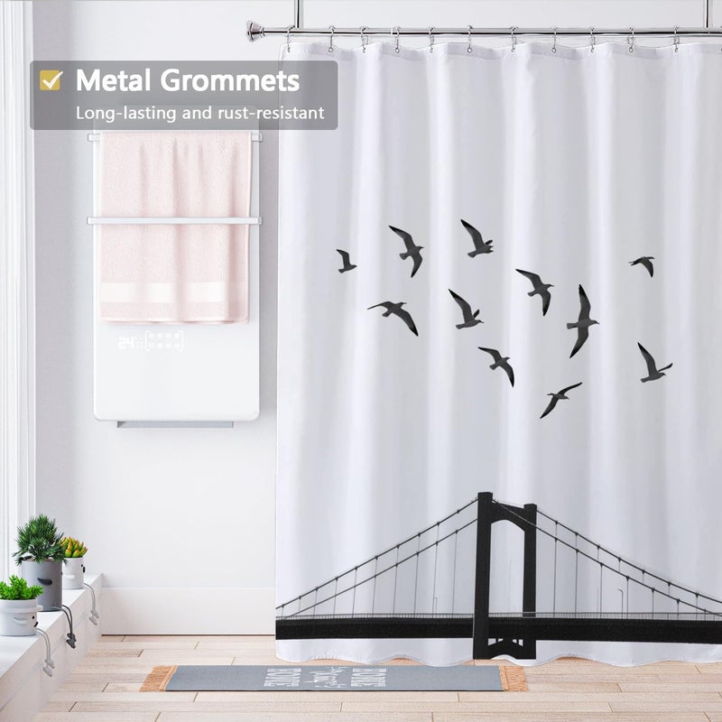 LLSCL Fabric Shower Curtain Liner with Magnets, Waterproof Hotel Quality, 72 x 72 Machine Washable - Image 2